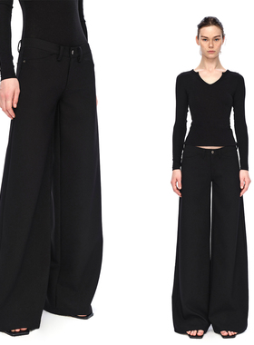 EMPTY PAGE黑色低腰宽松阔腿喇叭裤百搭休闲裤