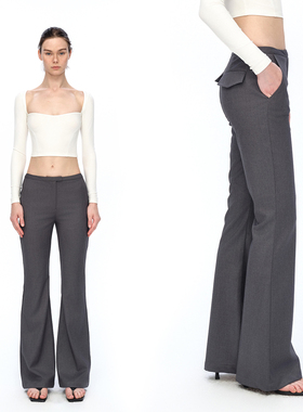 EMPTY PAGE黑/灰色极简休闲西装喇叭裤