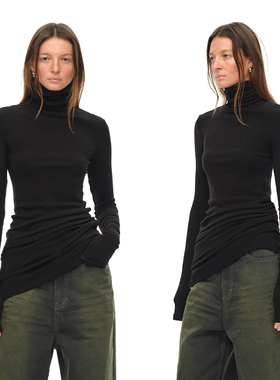 EMPTY PAGE 黑色高领针织打底衫/打底连衣裙