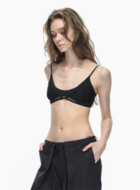EMPTY PAGE黑色蕾丝吊带胸衣