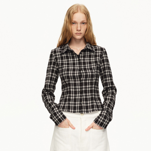 复古格子修身 25秋冬 衬衫 短款 EMPTY 百搭衬衫 PAGE