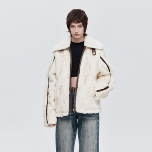 EMPTY PAGE白撞咖啡色秋冬保暖加厚仿貂毛毛绒外套