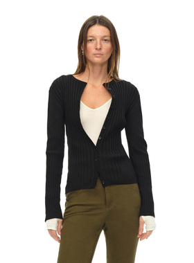 EMPTY PAGE  黑色毛织开衫百搭打底毛衣弹力修身外套