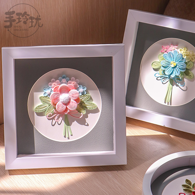 手玲珑纸艺马卡龙花束教师节贺卡