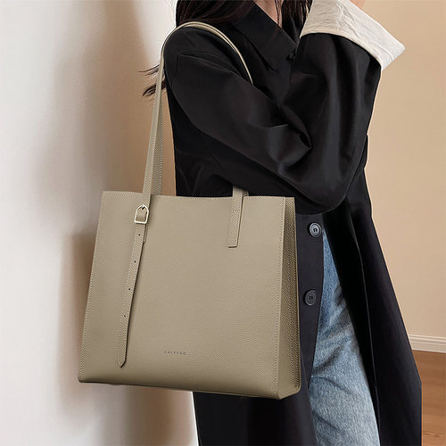 beep托特包头层牛皮大容量OL通勤