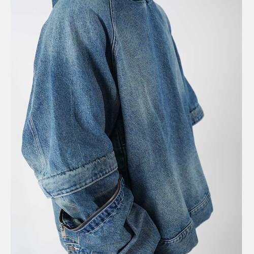 25.4.3 AW23 BLUE HOODED DENIM JACKET 水洗丹宁卫衣