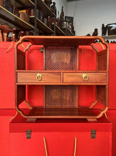 缅甸花梨木茶水柜茶边柜博古架 收纳置物架国标 红木送领导带礼盒