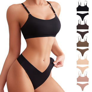 Padded Bra Brazilian 2Pcs Set Women Panties Sports Seamless