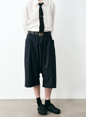 GRAINMUSTARD 「Harem Pants」 精纺羊毛吊裆七分裤松紧腰垮裤