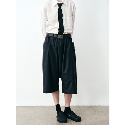 GRAINMUSTARD 「Harem Pants」 精纺羊毛吊裆七分裤松紧腰垮裤