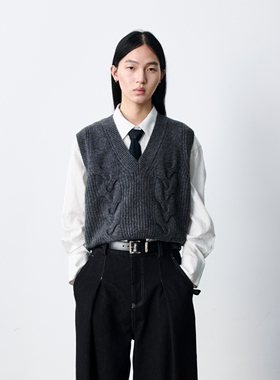 GRAINMUSTARD 「Cable-Knit Vest」 粗针羊毛绞花背心