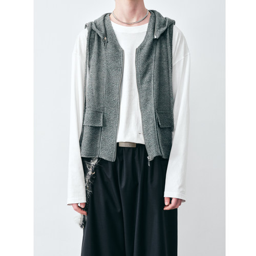 GRAINMUSTARD 「Knitted Vest」 网纱编织连帽马甲