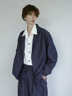 GRAINMUSTAR 外套下摆抽绳设计极简落肩便西 紫色分割宽松休闲西装