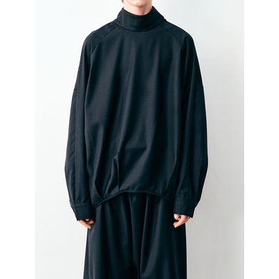 GRAINMUSTARD「Pleated Shirt」 精纺羊毛套头衫高领廓形打褶衬衫