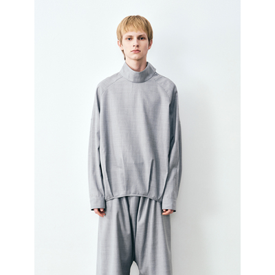 GRAINMUSTARD「Pleated Shirt」 精纺羊毛套头衫高领廓形打褶衬衫