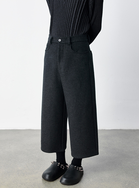 GRAINMUSTARD  「Soft Wide-Leg Cropped Pants」 顺毛阔腿八分裤