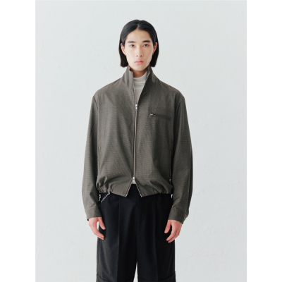 GRAINMUSTARD 「Houndstooth Jacket」千鸟格立领短款哈灵顿夹克