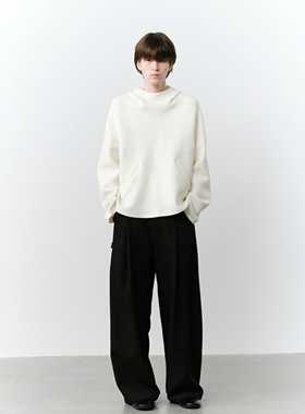 GRAINMUSTARD 空气层连帽廓形卫衣纯色宽松休闲套头衫