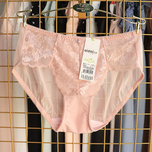 爱戴内裤女夏季薄性感D3421蕾丝网纱平角裤刺绣中低腰纯色三角裤