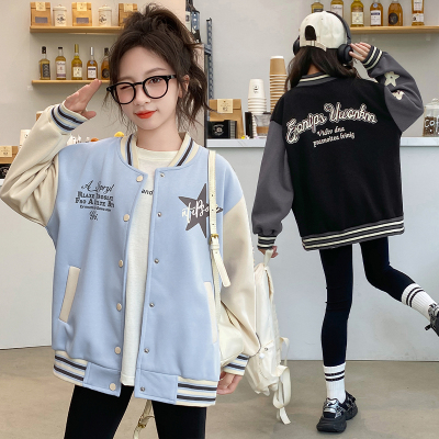 女童棒球服外套春秋款休闲初中生