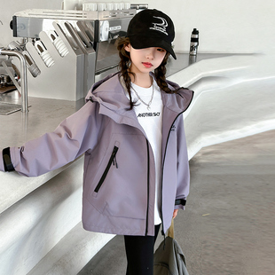 女童春装外套2026新款洋气大童春季初中生风衣女孩春秋款儿童上衣