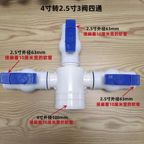 4寸转2.5寸三通四通PVC材质