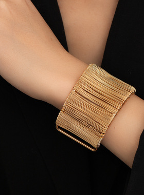 欧美夸张金属缠绕开口手镯时尚高级感超酷设计感手环冷淡轻奢手饰