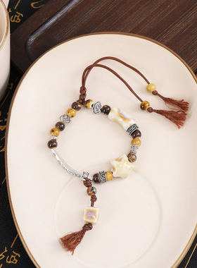 串珠情侣手串陶瓷民族风