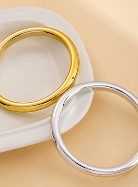 高亮光面加粗复古素圈正圆手镯