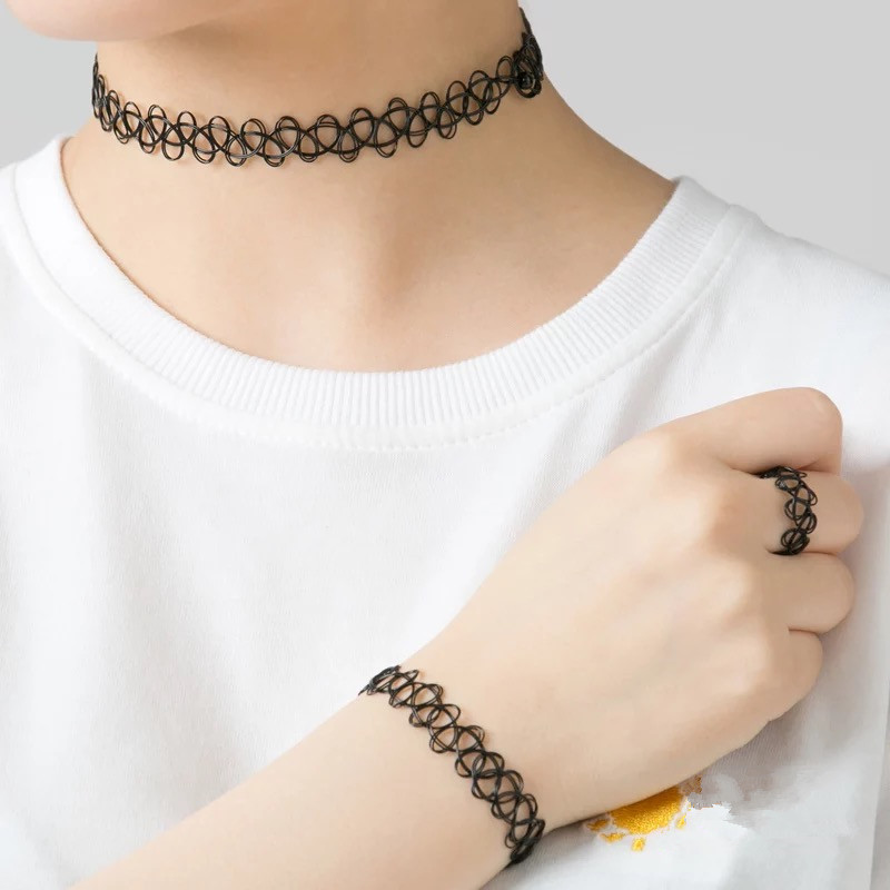 弹性渔网项链女冷淡项圈潮锁骨链