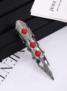 欧美跨境朋克金属指套饰品时尚戒指摇滚骷髅手指长戒子恶魔指环女