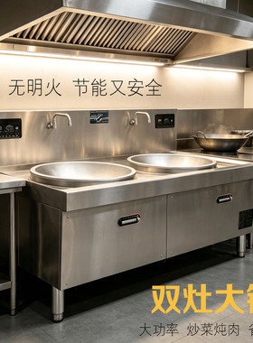灶夫人商用双灶电磁炉不锈钢节能
