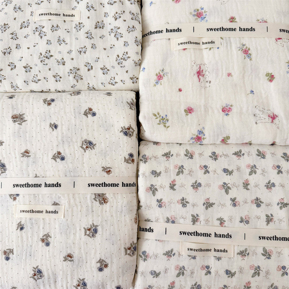 韩式小清新碎花全棉四层纱布盖毯幼儿园宝宝午睡毯儿童夏季空调毯