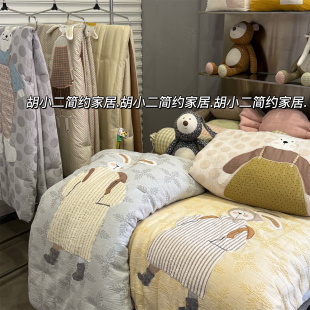 A类卡通可爱兔子全棉双层纱春秋被可水洗一体被 秋冬加厚保暖冬被