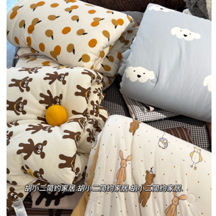 A类柔软裸睡全棉针织棉印花春秋被可水洗一体被 纯棉天竺棉暖气被