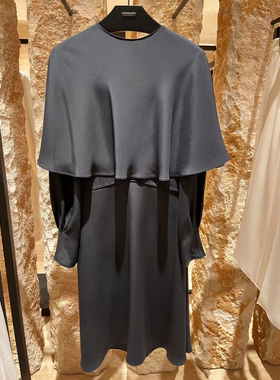 GIADA国内代购专柜正品黑色斗篷真丝连衣裙