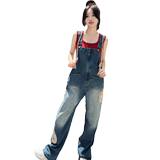 现货新款风刺绣牛仔背带裤062档口2669背带裤P115K178，女装连体裤，素依格格