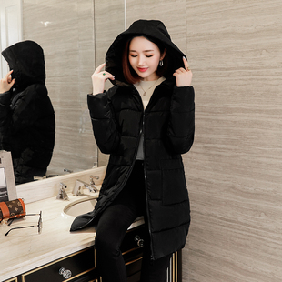 特大码 宽松加厚连帽棉衣休闲女士棉袄外套 200斤羽绒棉服女中长款