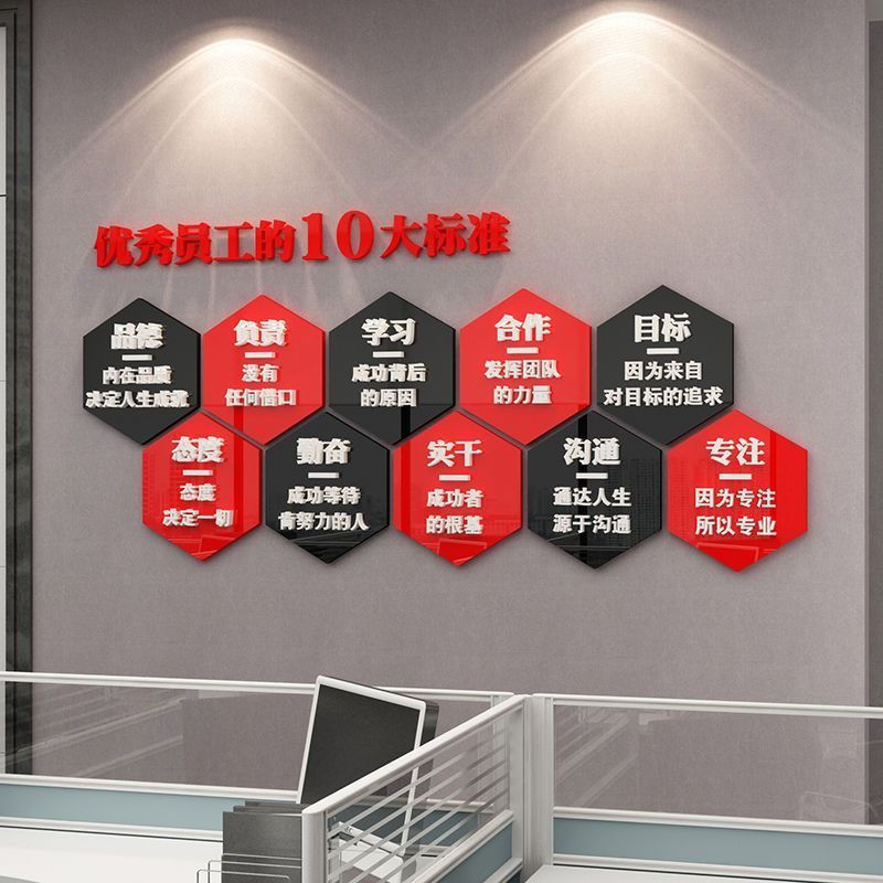优秀员工荣誉墙亚克力墙贴企业文化墙文化办公室装饰励志文字标识
