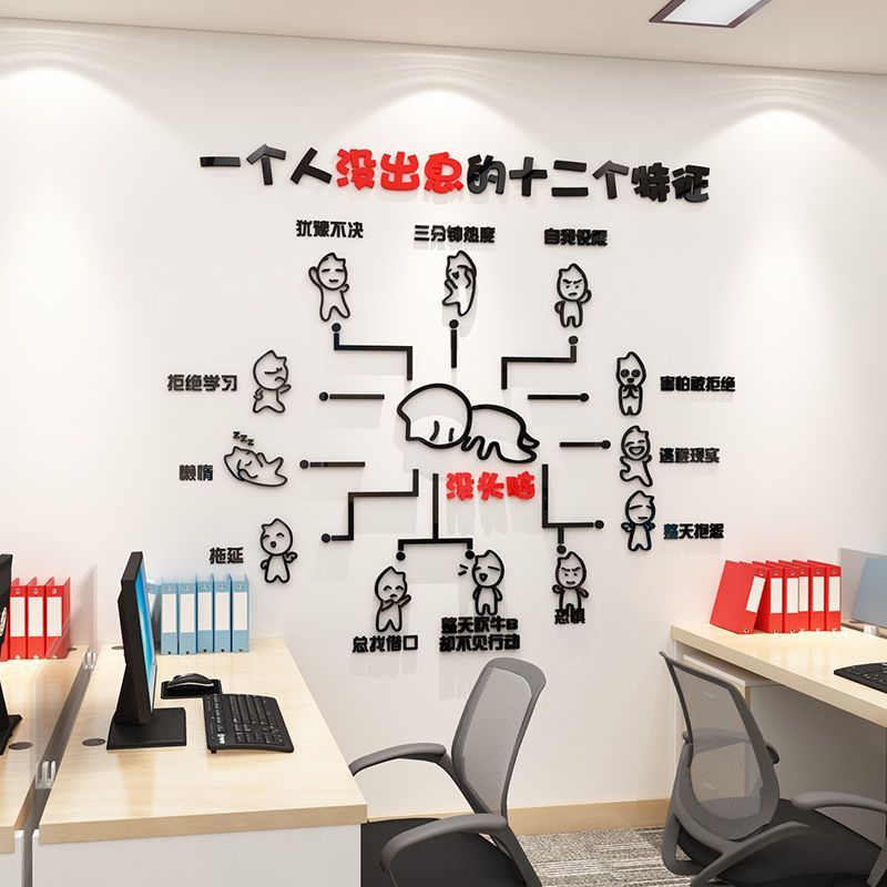 办公室装饰壁画励志标语3d立体公司企业文化激励文字背景墙面贴纸