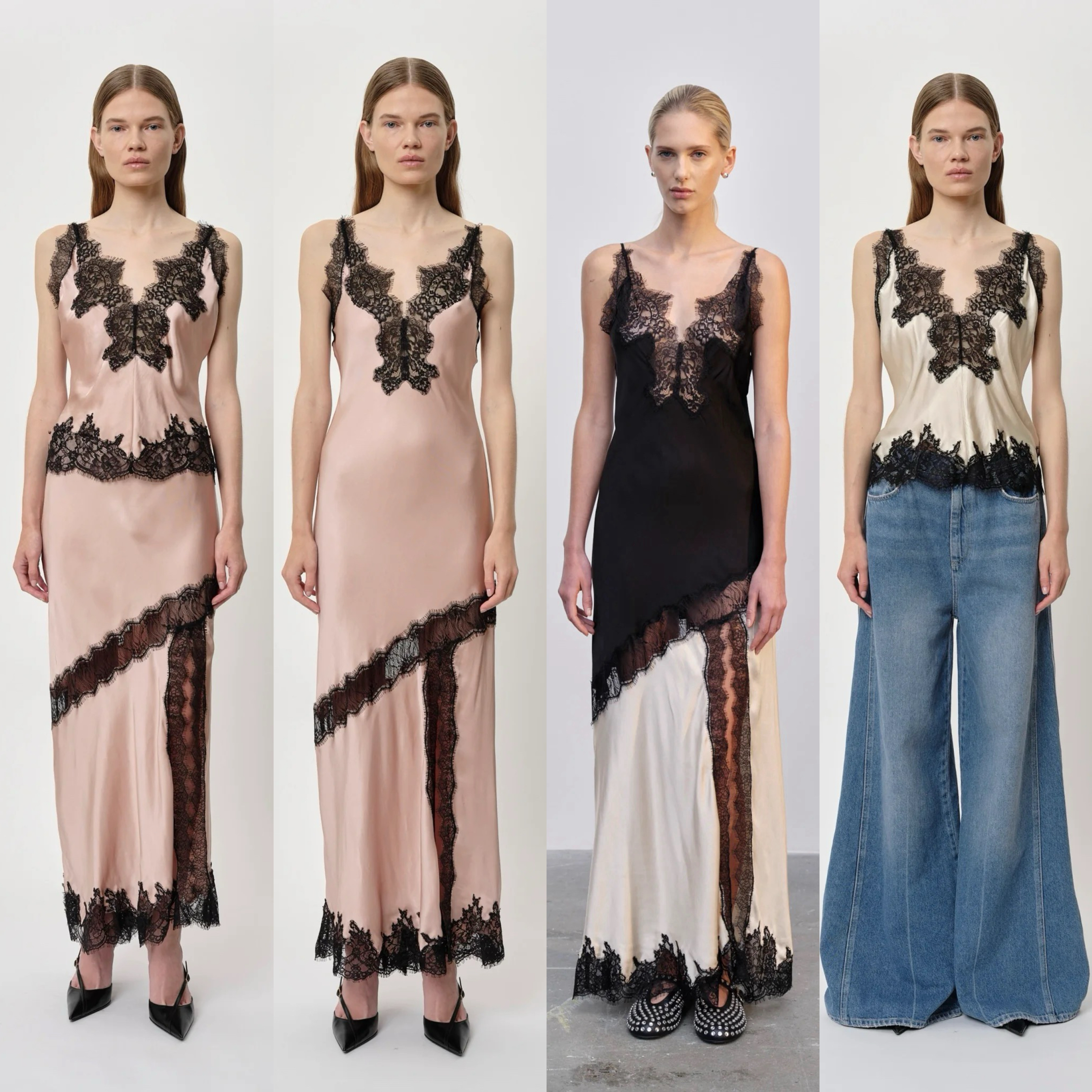 澳洲小众法式百搭V领咖色蕾丝拼接吊带性感小上衣半身裙两件套