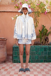 澳洲小众白色印花长袖衬衫短裤套装2026新款度假休闲百搭两件套