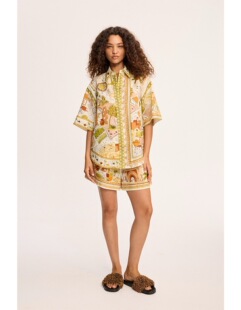 2026新款 套装 度假休闲两件套 短裤 澳洲小众芥末黄沙漠骆驼印花衬衫