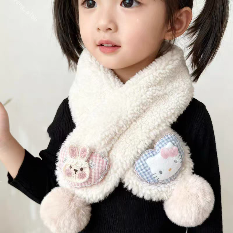 韩系kt卡通可爱少女心毛绒围巾女宝冬季防寒保暖手套学生儿童围脖