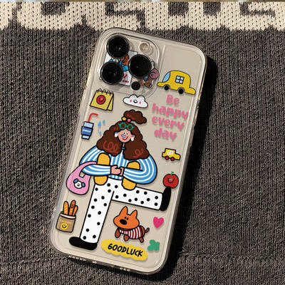 潮流女孩TK iPhone17透明手机壳卡通可爱全包保护套适用苹果17/16e/15pro/14plus/13迷你12mini/11promax外壳
