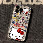 14plus HelloKitty卡通凯蒂猫苹果手机壳硅胶保护套可爱满屏kt猫适用苹果17promax女ip16新款 12mini