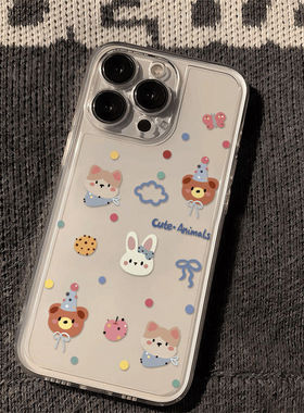 卡通小熊小兔子苹果iPhone手机壳透明硅胶软壳可爱新款女适用苹果17promax/16/15/14plus/13/12mini/11/xr/xs