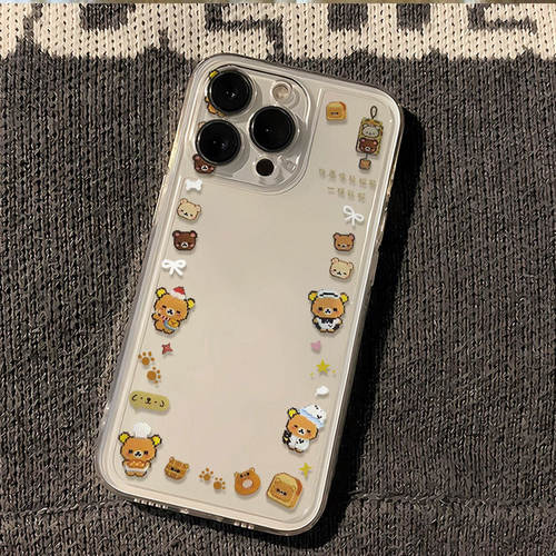 圈圈轻松熊iPhone17透明手机壳卡通可爱小熊保护套适用苹果16promax/15/14plus/13/12mini/11/xr/xs新款软壳