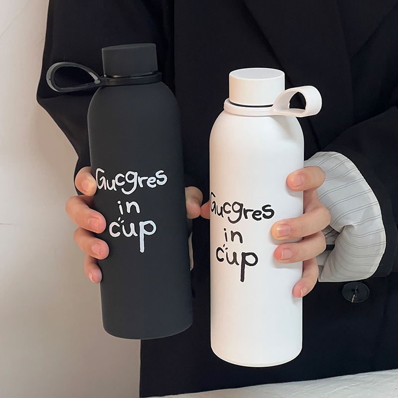 简约提手不锈钢咖啡保温杯