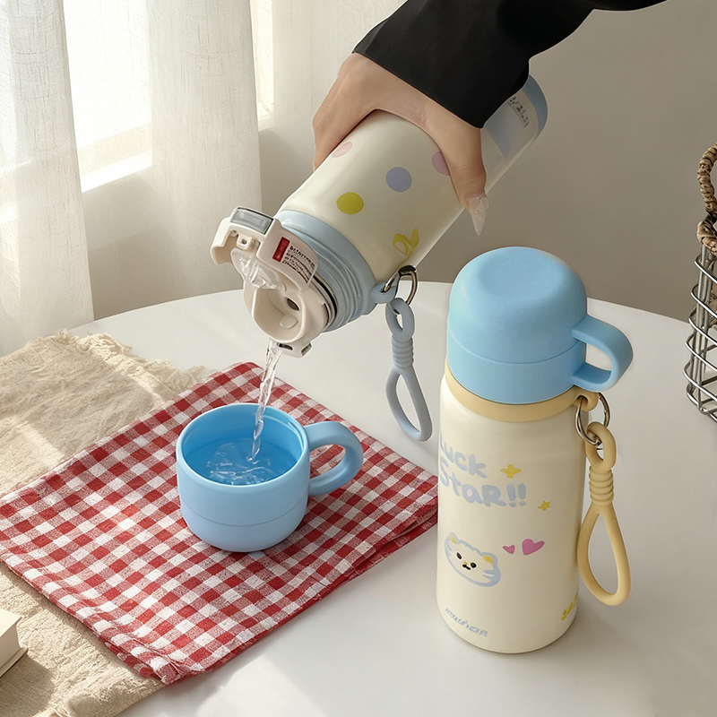 卡通保温杯可爱不锈钢提手水壶